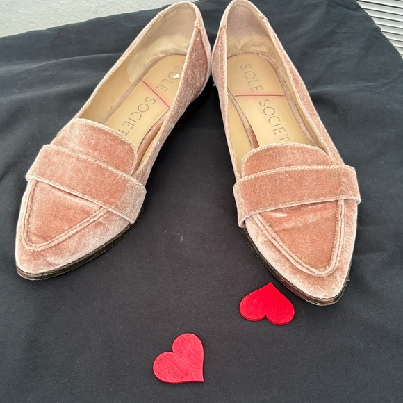Sole Society Pink Velvet Loafers - Picture 4 of 9
